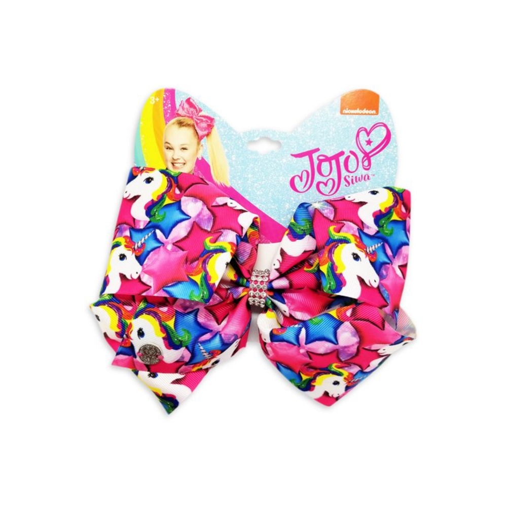 NEW JoJo Siwa Large Cheer Hair Bow Bright Unicorns JJ3623